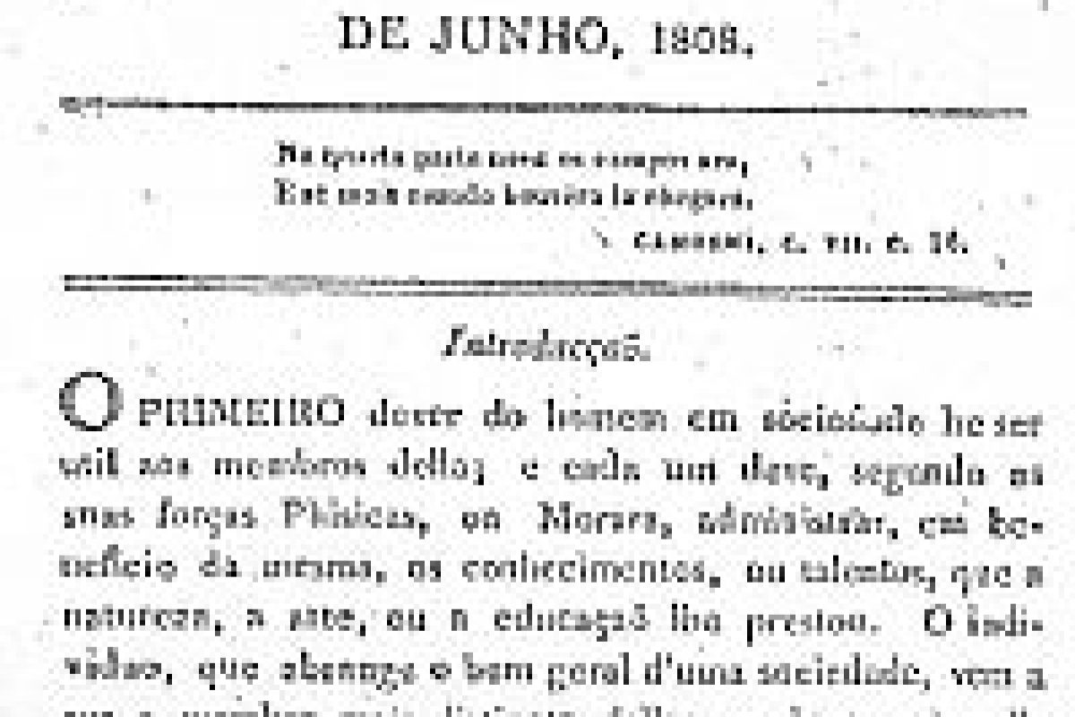 Capa do primeiro jornal brasileiro, publicado em Londres, em 1808/Imagem: BN