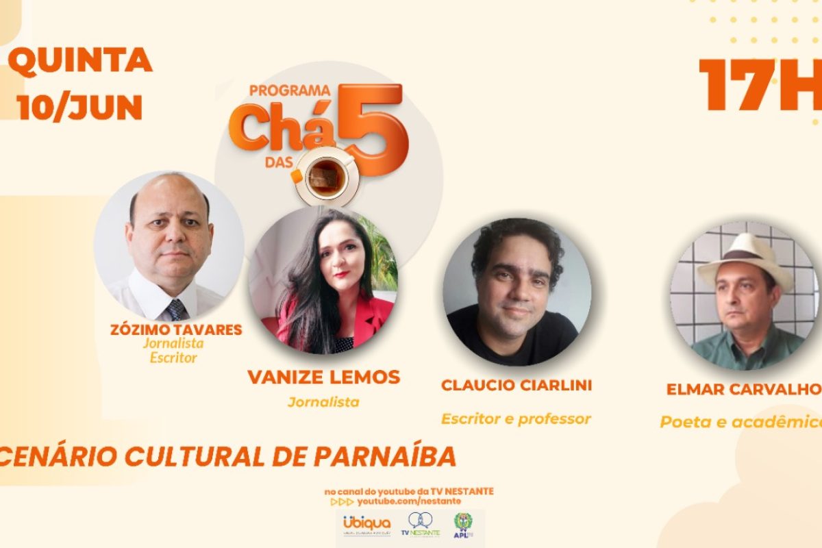 Professor e escritor Cláucio Ciarlini, de Parnaíba, no "Chá das 5".